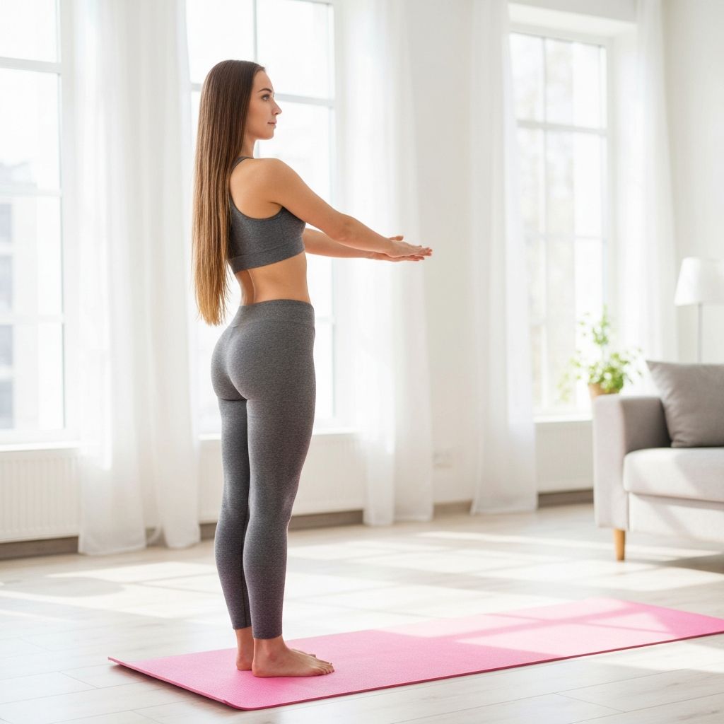 Person practicing gentle posture exercises at home