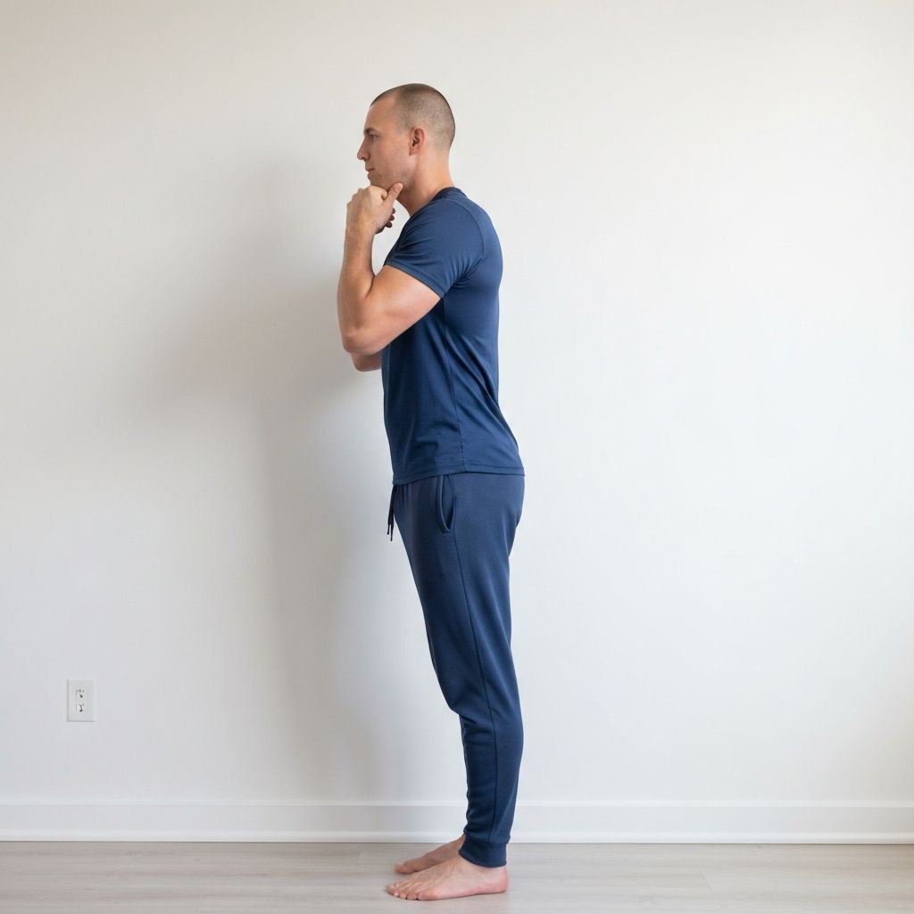 Demonstration of chin tuck exercise